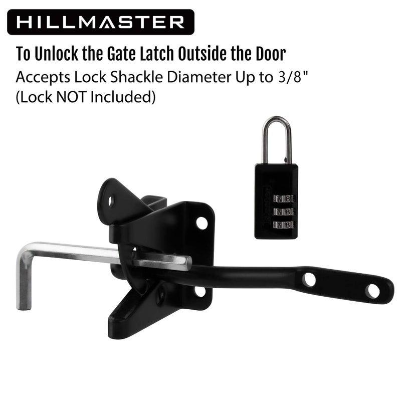 HILLMASTER Upgrade Self-Locking Gate Latch for Wooden Fence Heavy Duty, Automatic Gravity Lever Door Latches with Longer Fasteners & Pull String for Secure Pool, Garden, Black Finish/4.7in - Image 4